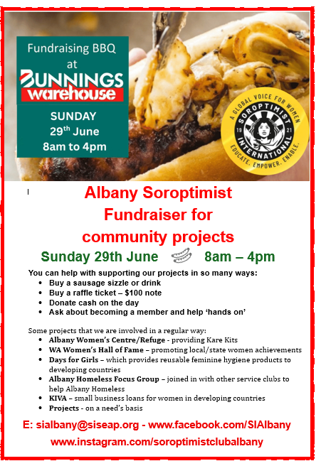 Soroptimists Bunnings poster 29 06 2025